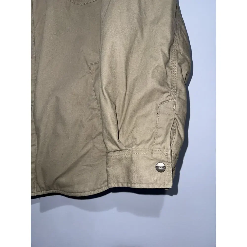 Craftsman Fleece Lined Work Jacket Snap Button Tan Canvas Men’s Size Large